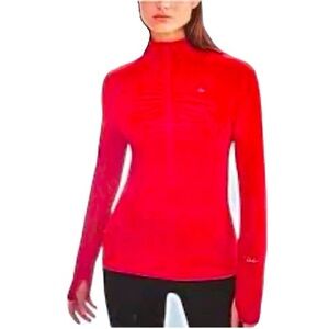 PARADOX RED DRIRELEASE MARINO WOOL BLEND POLYESTER RUCHED